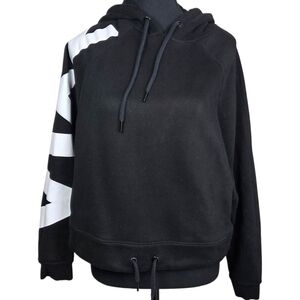Zyia Active Black and White Women's Cropped Hoodie With Logo On Sleeve Size Med